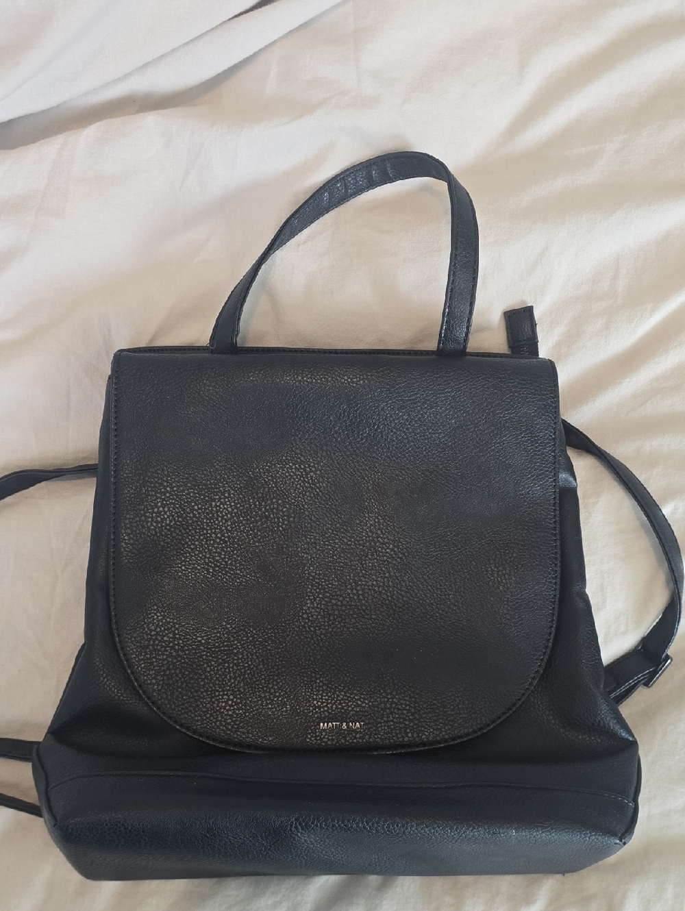 Matt & Nat Black Vegan Leather Flap Sevan Backpack - Picture 8 of 9